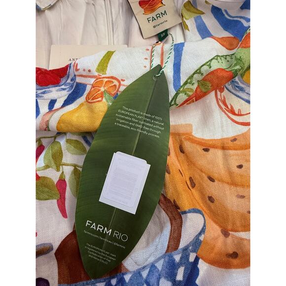 FARM RIO Dress Womens XS Multicolor Fresh Table Linen Print Anthropologie NWT - Picture 5 of 11